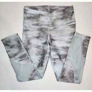 Under Armour Women's Heatgear Workout Leggings Blue Gray Marble Mesh Sides M